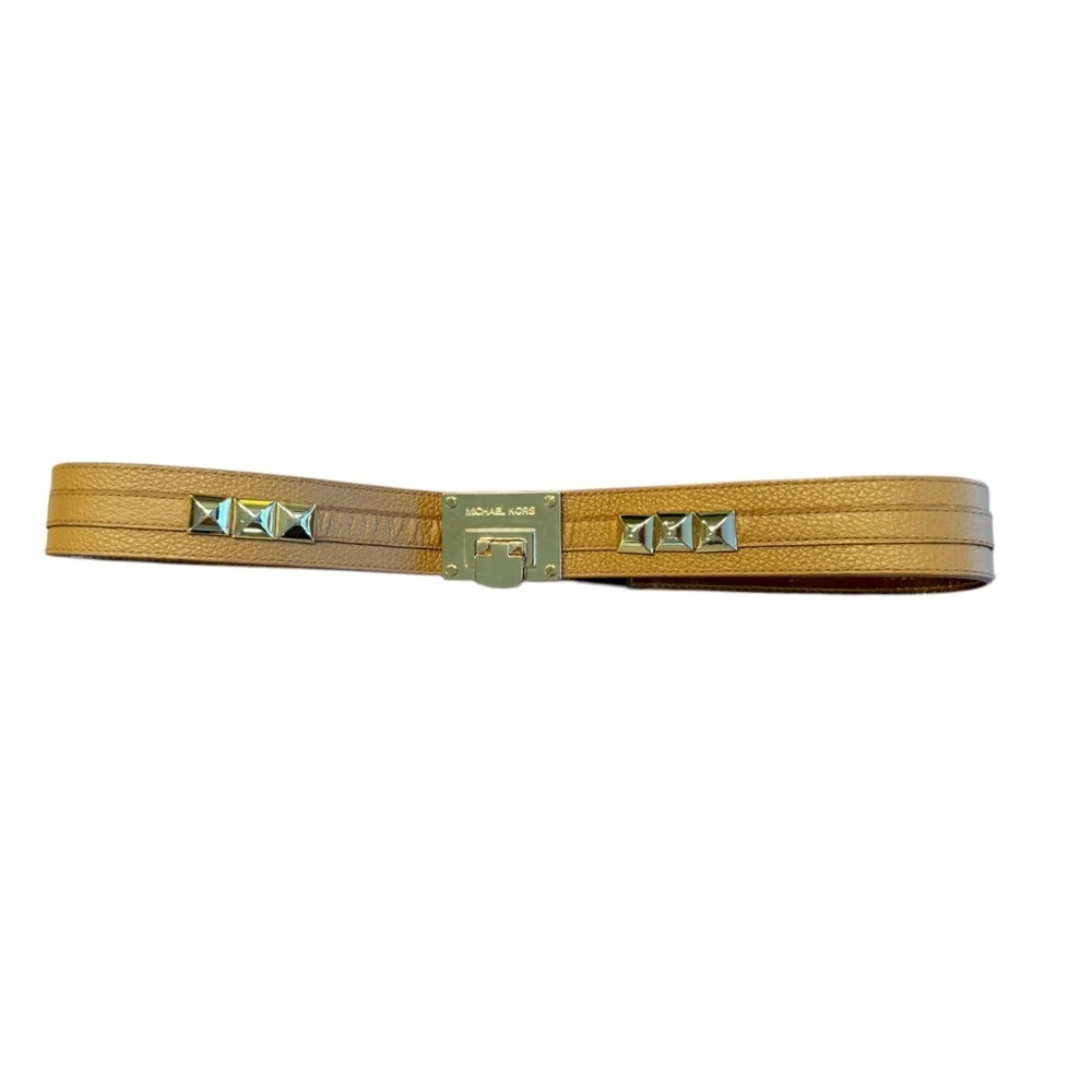 MICHAEL Michael Kors studded Tan leather belt with stretch back S/M